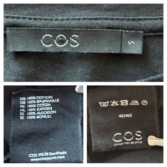 COS Pleated Cotton Scoop Neck 3/4 Sleeve Dress - Picture 6 of 9